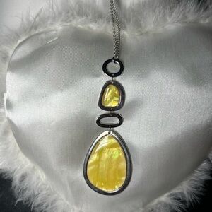 Elegant Silver and Yellow Pendant Necklace